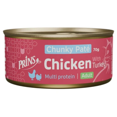 Afbeelding van Prins Chunky Paté Kattenvoer Nat Kip&amp;Kalkoen 70 gr