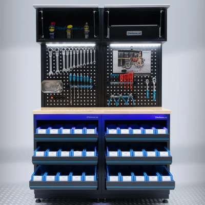 Afbeelding van Datona Werkplaatsinrichting PREMIUM Eiken Werkblad Met Opbergbakken 136 Centimeter (136 x 46 200 cm) Zwart