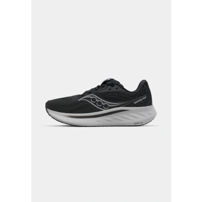 Afbeelding van Saucony RIDE 18 Hardloopschoenen voor op de weg, Heren, Maat: 44.5, Black/white Textiel/ synthetisch