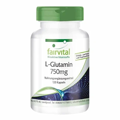 Afbeelding van Fairvital L glutamine capsules 750mg HOOG GEDOSEERD VEGAN 120 vrije vorm aminozuur