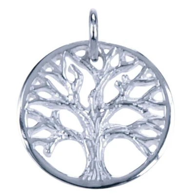Afbeelding van Zilveren Levensboom ketting hanger 15mm in cirkel