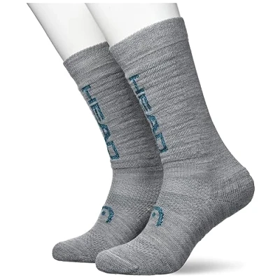 Afbeelding van HEAD Uniseks Beginner Knee high Skisokken (set van 2), Grijs/Sky Blue Combo, 39 42 EU