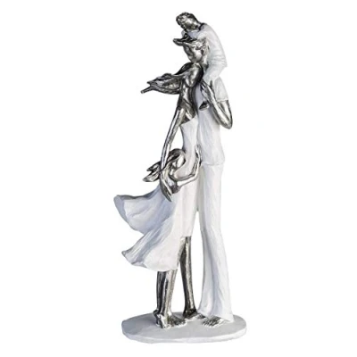Afbeelding van Casablanca by Gilde Decoratief figuur Sculptuur gezinsgeluk, wit/zilver object, hoogte 37, gezin, met teksthanger, woonkamer (1 stuk)