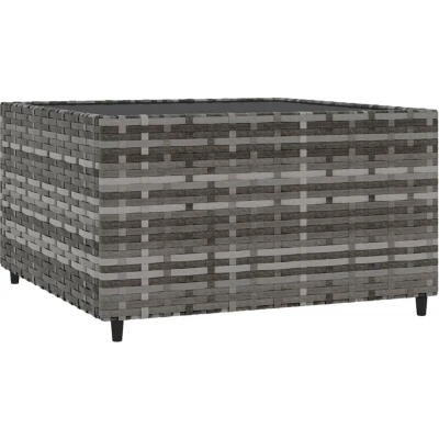 Afbeelding van Salontafel tuin vierkant 50x50x30 cm poly rattan grijs