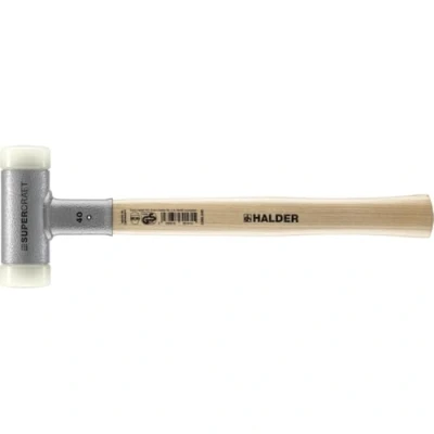 Afbeelding van Halder Kunststofhamer lengte 360 mm hoofd d. 40 hickory terugslagvrij hard nylon wit 1 stuk 3366.040