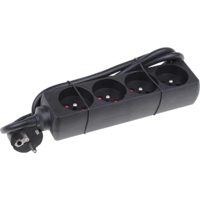 Afbeelding van Universeel Tcd 4voud.aarde+snoer zwart rechthoekig 1.5m 44022
