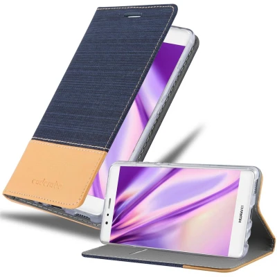 Afbeelding van Cadorabo Hoesje geschikt voor Huawei P9 in DONKERBLAUW BRUIN Beschermhoes met magnetische sluiting, standfunctie en kaartvakje Book Case Cover Etui