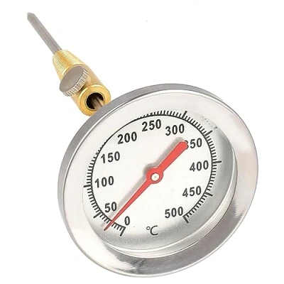 Afbeelding van 500 graden barbecuethermometer houtovens, roestvrij staal, thermometers voor barbecues en rook, 30cm lange sonde met installatiekegel