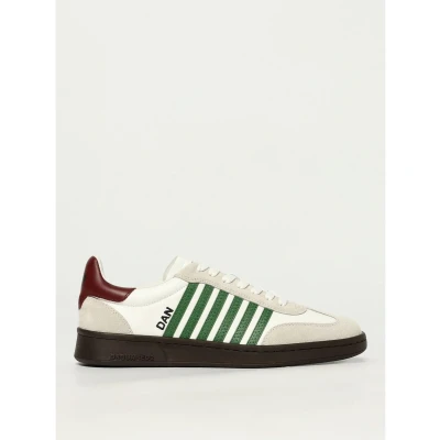 Afbeelding van Striped Leather Sneakers with Rubber Sole and Lace Up Closure for