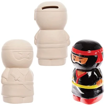 Afbeelding van Baker Ross FX856 Ninja Keramische Spaarpotten Doos van 2, Keramisch Schilderen Knutselsets voor Sets