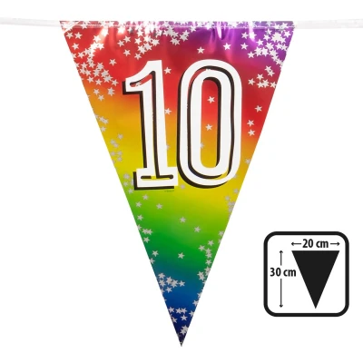 Afbeelding van Vlaggenlijn 10 jaar versiering vlaggetjes slinger 6 meter Vlaggenlijnen
