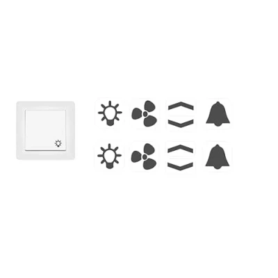 Afbeelding van Schakelstickerset stickers met licht ventilator pijlen en belstickers (RP 25/1) (10 mm, grijze symbolen)