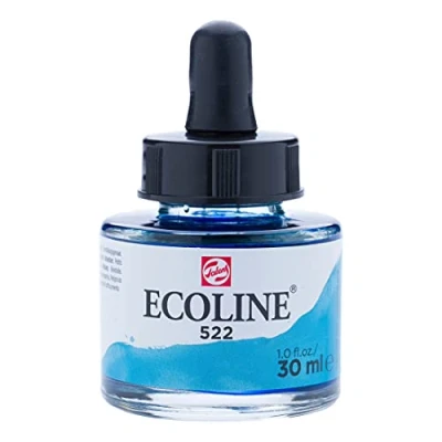 Afbeelding van Ecoline Merk Turquoise Aquarel Inkt, 30ml Pipet Jar