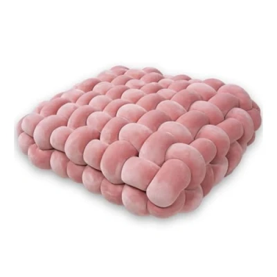 Afbeelding van Zitkussen, stoelkussen voor binnen en buiten, dikke vulling, gewatteerd kussen, geweven vloerkussen, zitkussen buiten (lichtgrijs, 30 x 33 12 cm) (roze 2, 40