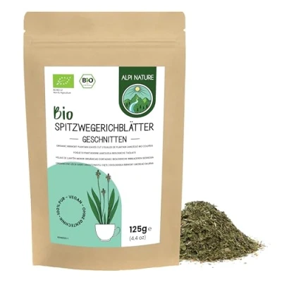 Afbeelding van Brede weegbree BIO 125g van Alpi Nature, losse thee, biologische bladeren, gedroogd voor de bereiding smalle thee en kruidenthee