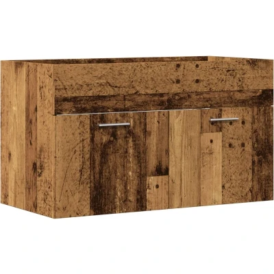 Afbeelding van Wastafelkast 90x38,5x46 cm bewerkt hout oud houtkleurig