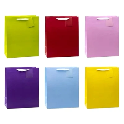 Afbeelding van TSI Geschenkzakjes trendy kleuren, verpakking van 12, afmetingen: groot (HxBxD 32 x 26 13,5 cm), art.nr. 86311