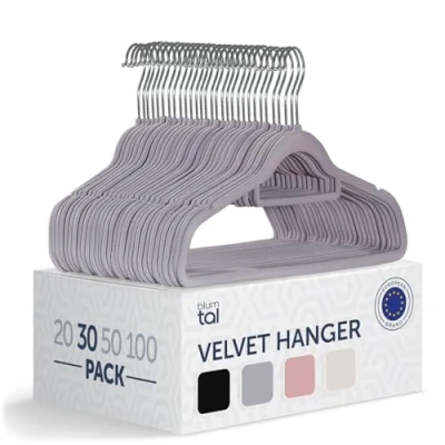 Afbeelding van Blumtal Kledinghangers Velvet Fluweel Grijs Set van 30