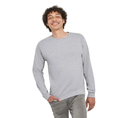 Afbeelding van Hanes Herenshirt met lange mouwen ComfortSoft Longsleeve 4 pack, Licht staal., M