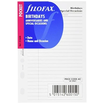 Afbeelding van Filofax Pocket Verjaardagen/Jubilea/Speciale gelegenheden