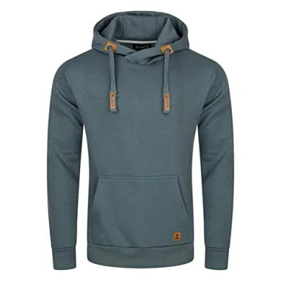 Afbeelding van riverso RIVNiklas Hoodie voor heren, regular fit, pullover met capuchon, cross over kraag, grijs, bruin, groen, rood, blauw, zwart, beige, S, M, L, XL, XXL, 3XL, 4XL, 5XL, turbid blue, M