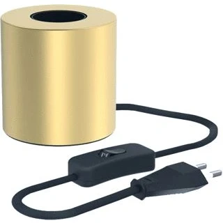 Afbeelding van Bailey tafellamp goud e27 85x85mm met 1 8m textielsnoer aan uit schakelaar en eurostekker 240v max 60w 145196