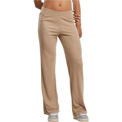 Afbeelding van Urban Classics Damesbroek, ribbroek, geribbelde broek met elastische tailleband, brede pijpen, relaxed fit, beige gemêleerd, XS