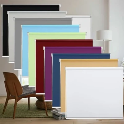 Afbeelding van Verduisterend rolgordijn 35 x 240 cm zonwering en inkijkbescherming, Zijrolgordijn voor ramen deuren met zijdelings trekmechanisme deuren, Lichtgrijze