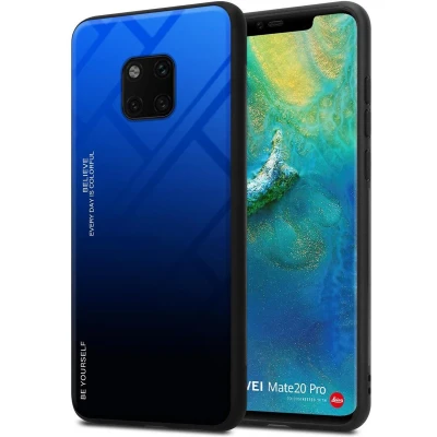 Afbeelding van Cadorabo Hoesje geschikt voor Huawei MATE 20 PRO in BLAUW ZWART Tweekleurige beschermhoes TPU silicone Case Cover