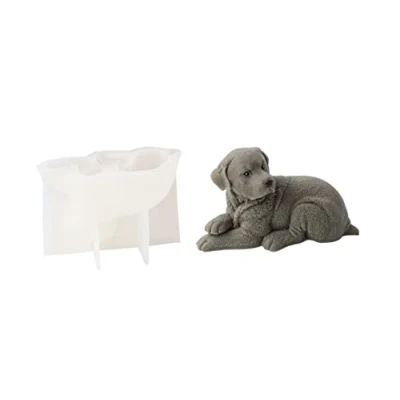 Afbeelding van Xidmold 3D hond siliconen vorm kaarsvorm zeepvorm vormen dier bakvorm voor taartdecoratie, chocolade, zeep, sojawas kaarsen, handwerk (hond E)