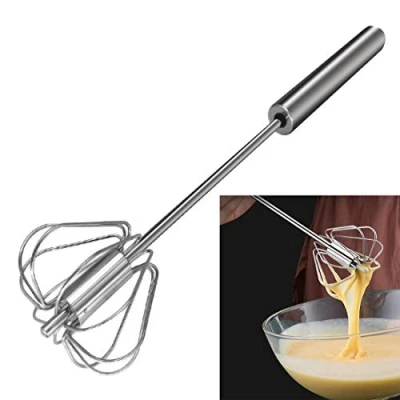 Afbeelding van Feezi Eiergarde, Hand Push Whisk Blender, roestvrij stalen eierklopper, melkopschuimer, roerder voor kloppen, roeren