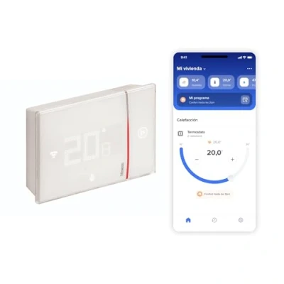Afbeelding van Bticino XW8002WE thermostaat, wifi, New Smarther2 met netatmo, wit, temperatuurregeling (koude warmte) van het huis afstandsbediening, oppervlak, 2 draden