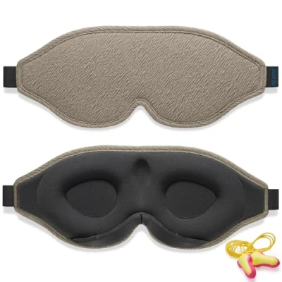 Afbeelding van 2024 Innovatief Slaapmasker voor Mannen en Vrouwen, 100% Lichtblokkerend Ontwerp Oogmasker om te Slapen, een Dutje Doen, Mediteren, Reizen (Bruin)