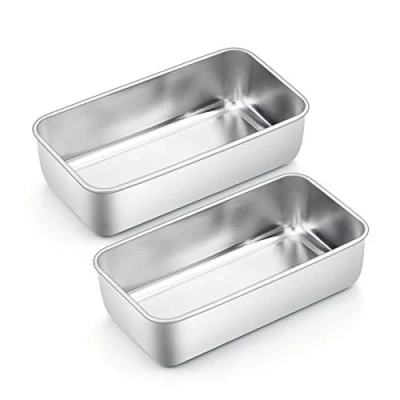 Afbeelding van Homikit Bakvorm, set van 2, roestvrij staal, voor brood, cake, toast, rechthoekige broodvorm, gezond, gemakkelijk te reinigen en vaatwasmachinebestendig, 23,5 cm x 12,6 6
