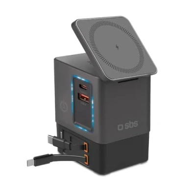 Afbeelding van SBS TEWIRMAG105W oplader voor mobiele apparatuur Hoofdtelefoons, Smartphone, Smartwatch, Universeel Grijs AC Draadloos opladen Binnen, Buiten