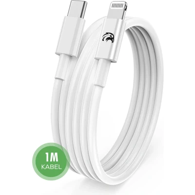 Afbeelding van Travelhawk USB C naar lightning Kabel Oplaadkabel Apple Iphone Oplader Fastcharging 1 Meter Wit