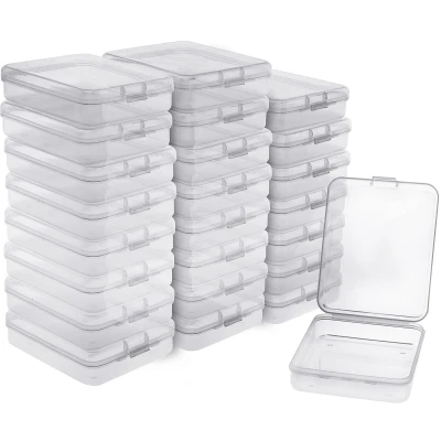 Afbeelding van Belle Vous 24 Stuks Kleine Doorzichtige Plastic Opbergdoosjes met Scharnierdeksel L11,5 x B9,2 H2,8 cm Minidoosjes voor Pillen, Kralen, Sieraden en Knutselartikelen