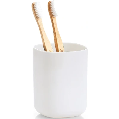 Afbeelding van Tandenborstelhouder kunststof wit D7 x H10 cm modern design Tandenborstelhouders