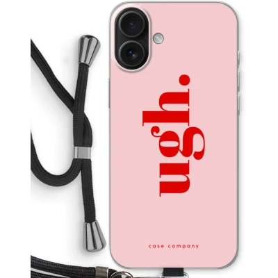Afbeelding van Case Company® hoesje met Koord geschikt voor iPhone 16 Plus Ugh Telefoonhoesje Zwart Bescherming aan alle Kanten en Over de Schermrand
