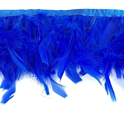 Afbeelding van Sowder Kalkoenveren Trim Fringe voor Feest Trouwjurk Naaien Ambachten Kostuums Decoratie Pack van 2 Yards (koningsblauw)