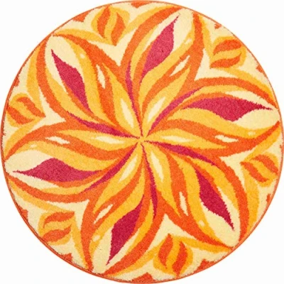 Afbeelding van Grund Badmat, Ultrazacht en absorberend, Antislip, 5 jaar garantie, TANZENDER HIMMEL, Mandala 100 cm rond, oranje