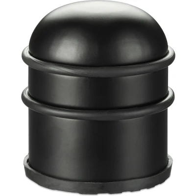 Afbeelding van Relaxdays 4x deurstopper rond deurvastzetter rubber deurstop rvs deurbuffer zwart