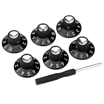 Afbeelding van Musiclily Pro Inch Maat Gitaarversterker Effectpedaal Knop Witch Hat Model, Zwart (4 Stuks)