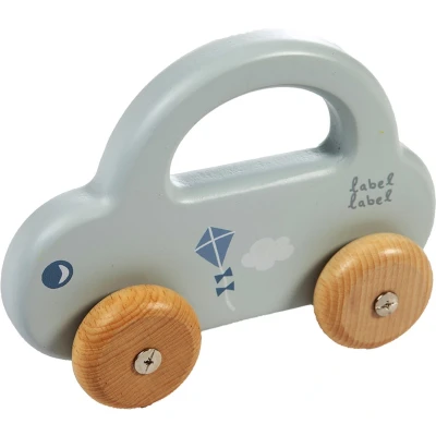 Afbeelding van Label Blauw Houten Speelgoed Auto LLWT 25019