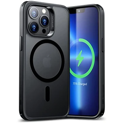 Afbeelding van ESR Hybride beschermhoes met HaloLock compatibel iPhone 13 Pro, draadloos opladen, magnetische bescherming, militaire standaardbescherming, schokbestendige achterkant, klassieke serie, mat zwart