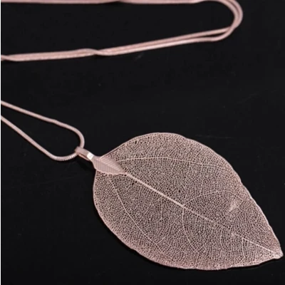 Afbeelding van EmmyRovi Hanger Blad Rose Gold Plated Sieraad Cadeau Moederdag Echt Boom