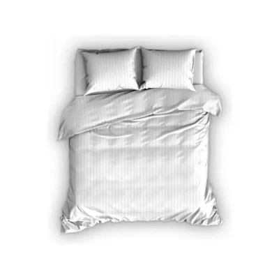 Afbeelding van Dekbedovertrek Satin D&#039;or Satijn Streep Wit 200 x / 220 cm 2 Persoons