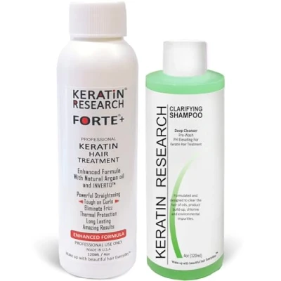 Afbeelding van Keratin Forte Brazilian Hair Blowout Treatment Extra Strength 120ml with Clarifying Shampoo Enhanced Formula for Curly By Research Queratina Keratina Brasilera