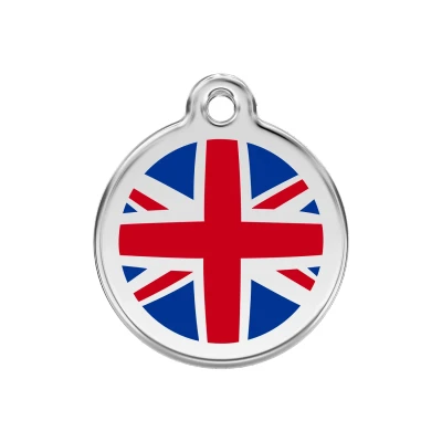 Afbeelding van UK Flag Navy roestvrijstalen hondenpenning medium/gemiddeld dia. 3 cm RedDingo