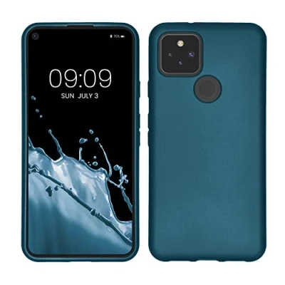 Afbeelding van kwmobile telefoonhoesje geschikt voor Google Pixel 5 Hoesje smartphone Back cover in Metallic carabisch blauw